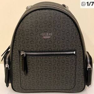 Guess Small Monogram Backpack in Charcoal